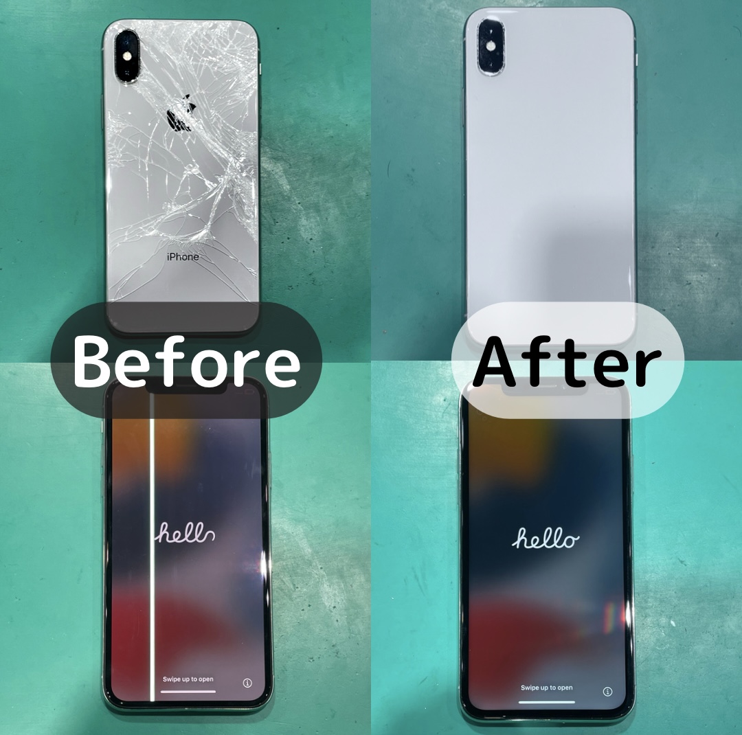 iPhoneXの液晶不良とバックパネルガラス割れを修理致しました