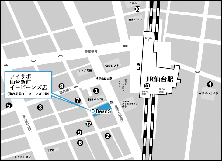 仙台駅前イービーンズ店の地図